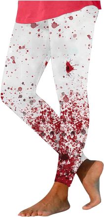 Generic White Halloween My Recently Womens Work Out Gym Yoga Happy Vacation Halloween Brunch Stretch Jogger Pants Leggings Tights for Women Blood Print Warm S