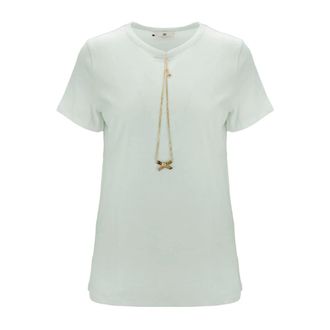 Elisabetta Franchi T-Shirts, female, Green, Size: M Crew-neck T-shirt
