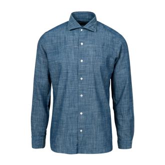 Barba Gepatroond Katoenen Shirt - Heren - Overhemden - Blauw - Maat: 5XL Katoen