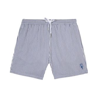 Maison Labiche Beachwear, male, Blue, Size: XL Lobster Seersucker Swim Shorts