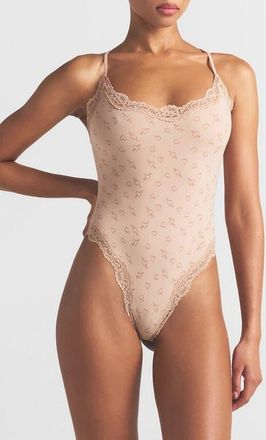 SKIMS Fits Everybody Lace Cami Bodysuit in Z/dnumica Sketched Heartsdnu at Nordstrom, Size Xx-Small