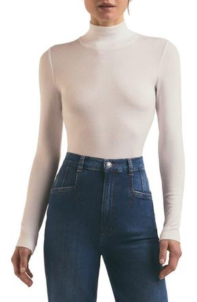 Favorite Daughter Long Sleeve Mock Neck Rib Top in White at Nordstrom, Size Xx-Large