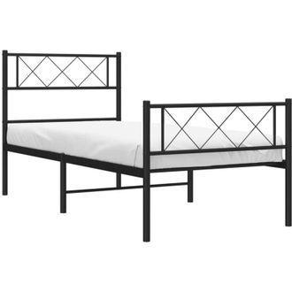 vidaXL Metal Bed Frame without Mattress with Footboard Black 107x203cm Vidaxl