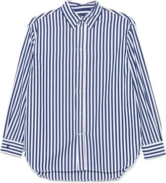 Polo Ralph Lauren Shirts, female, Blue, Size: XS Oversized Striped Cotton Shirt