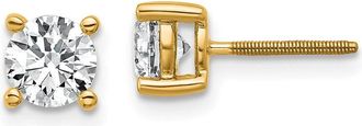 Diamond2Deal 14k Yellow Gold 1 ct Round Lab Grown Diamond Stud Earrings Screw Back VS Clarity, G-H Color