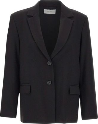 Kaos Kaos, Jassen, Dames, Zwart, M, Blazer met inkepingkraag en enkele knoop