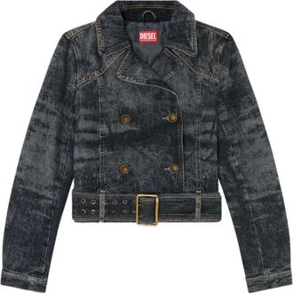 Diesel Jassen, Dames, Zwart, L, Denim, De-Legend-S Cropped Denim Jacket