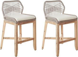 Beliani Silla de bar de madera marr&oacute;n