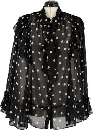 Trelise Cooper Womens Sheer Polka Dot Ruffle Top In Black