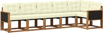 vidaXL Conjunto De Sof&aacute;s De Exterior 6 Uds. Natural Y Crema Vidaxl