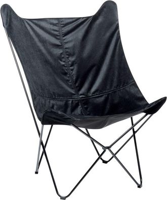 Beliani Beliani - Velvet Accent Armchair Butterfly Chair Metal Hairpin Legs Black Nybro