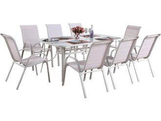 Habitat et Jardin Conjunto De Jard&iacute;n Mesa + 8 Sillas De Textileno c&oacute;rdoba - Crudo