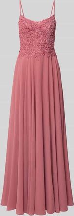 Mascara Abendkleid mit floralem Spitznbesatz in Altrosa, Gr&ouml;&szlig;e 32