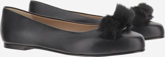 Ferragamo Womens Ballet Flats Leather Black Ballerina Shoes