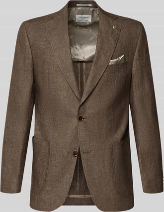 Carl Gross Carl Gross Regular Fit Sakko aus Leinen-Mix Modell Tebbo in Dunkelbraun, Gr&ouml;&szlig;e 106