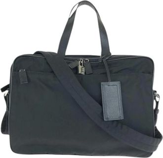 Prada Pre-owned Handbags, male, Black, Size: ONE SIZE Pre-owned Tessuto Saffiano Nylon Leather 2way Briefcase