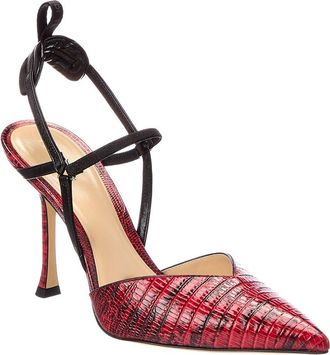 Fendi Fendi Very Colibri Lizard-Embossed Leather Slingback Pump
