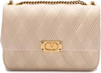 Valentino Beige Schoudertas met Kliksluiting - Dames - Schoudertassen - Beige - ONE Size - Leer - Tassen