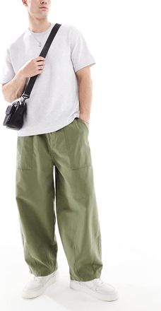 Cotton On Pantaloni a palloncino super larghi color verde militare