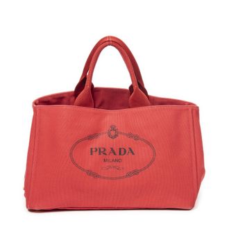 Prada Pre-owned Womens Large Canapa Tote Handbag - Red - One Size