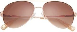 Ted Baker 57mm Full Rim Aviator Sunglasses in Rose Gold at Nordstrom Rack