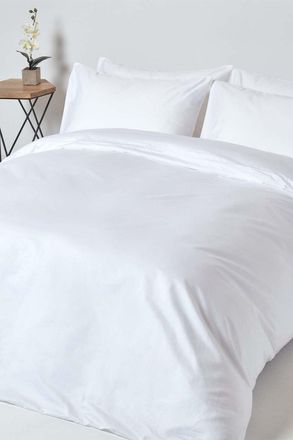 Homescapes Egyptian Cotton Duvet Cover with Pillowcase 1000 TC in White | Size: King