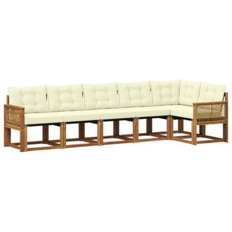 vidaXL Conjunto De Sof&aacute;s De Exterior Con Coj&iacute;n 6 Pcs Natural Y Crema Vidaxl