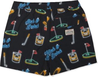 Party Pants Sink N Drink Happy Hour 5-Inch Swim Trunks in Black at Nordstrom, Size Xx-Large