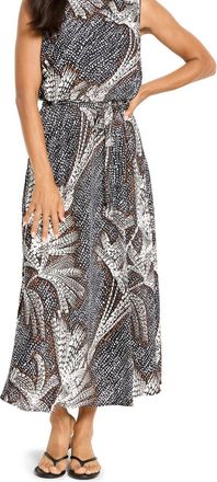 Nic+Zoe Dotty Palms Boat Neck Bianca Dress In Black/multi