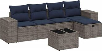 vidaXL Vidaxl - Set De Muebles De Jard&iacute;n 6 Pzas Y Cojines Rat&aacute;n Sint&eacute;tico Gris