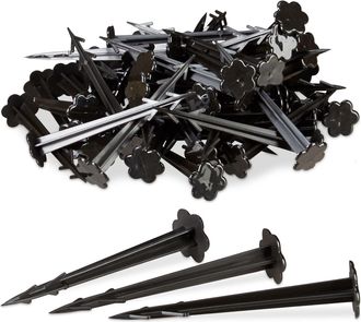 Relaxdays Relaxdays - 1000x Picchetti Di Plastica Da 11 Cm, Picchetti Di Ancoraggio, Per Teli Da Giardino, L: 11,5 Cm Ca., Nero