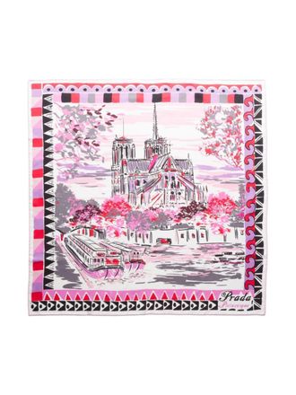Prada Pittoresque Paris silk scarf - women - Silk - One Size - Pink