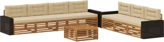 vidaXL Conjunto De Sof&aacute;s De Exterior 8 Uds. Natural Y Beige Poli&eacute;ster Vidaxl