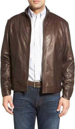 Remy Leather Lambskin Leather Jacket in Coffee at Nordstrom, Size 36R