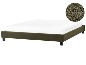 Beliani Cama matrimonial de tejido verde 180x200