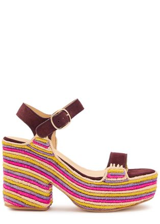 Gabriela Hearst Sardis 100 Striped Raffia Platform Sandals - Multicoloured - 38 (IT38/ UK5)
