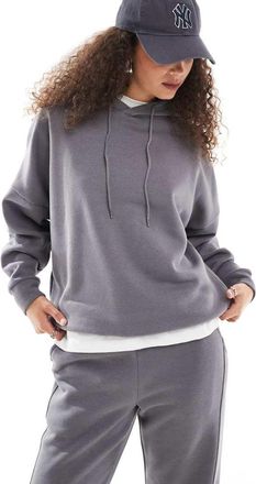 Noisy May loose fit hoodie in charcoal - part of a set-Gray