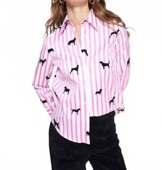 Vilagallo Mafalda Flocado Long Sleeve Shirt In Rosa Rayas