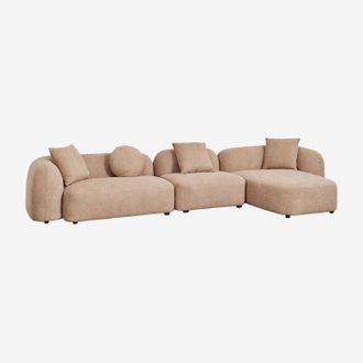 Sklum Sof&aacute; Modular Chaise Longue Derecho De 3 Piezas En Chenilla Coco Sklum
