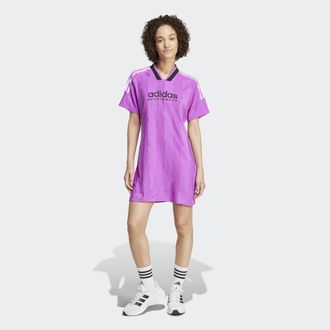 adidas Shirtkleid ADIDAS SPORTSWEAR TIRO CUT 3-STREIFEN JACQUARD, Damen, Gr. XS, N-Gr, lila (lila burst), Obermaterial: 100% Polyester, Kleider Shirtkleid