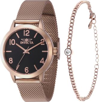 Invicta Wildflower Quartz Black Dial Ladies Watch 47276 With Bracelet