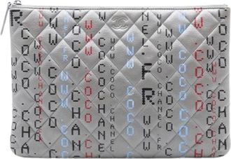 Chanel Pre-owned Clutches, female, Gray, Size: ONE SIZE Pre-owned Leather Clutch