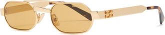 Miu Miu Rectangle-frame Sunglasses - Gold - One Size