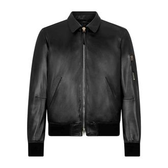 Tom Ford Leather Outerwears Nero-Uomo