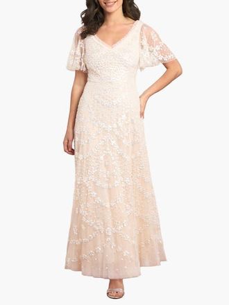 Needle & Thread Isobel Sequin Ankle Gown in Cream at Nordstrom, Size 10
