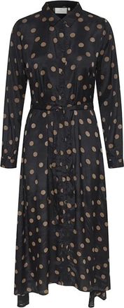 Kaffe Mustang Dot Zwarte Jurk met Riem - Dames - Shirt Kleedjes - Zwart - 2XL - Kleedjes