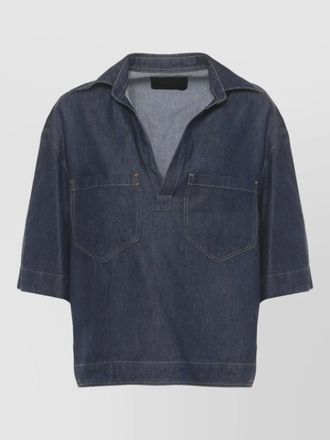 Dondup denim v-neck short-sleeve shirt