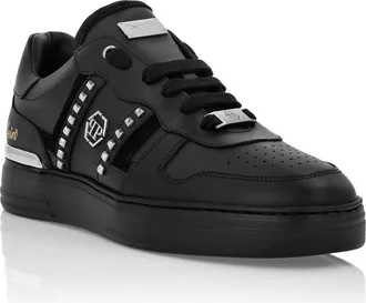 Philipp Plein Low Top Sneakers Mix Cut Studs Unisex in Black/black at Nordstrom, Size 35