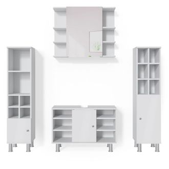 Vicco Conjunto De Muebles De Ba&ntilde;o Fynn, Blanco, 4 Partes, Con Armario Alto, Vicco