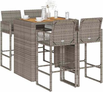 vidaXL Set Bar Jard&iacute;n Sin Cojines 5 Pzas Rat&aacute;n Sint&eacute;tico Acacia Gris Vidaxl